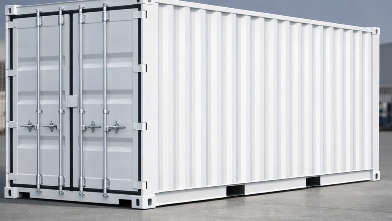 20-foot white RAL 9016 hygienic interior medical container