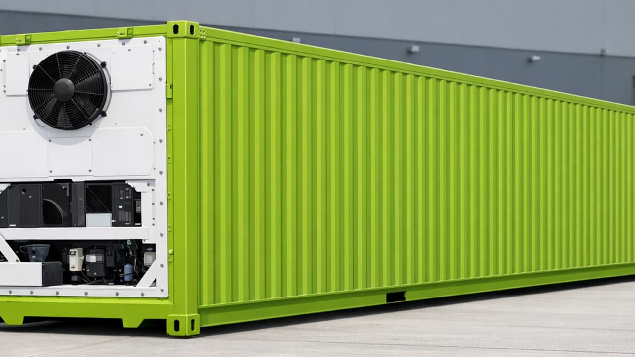 Green RAL 6018 reefer mobile wine cellar