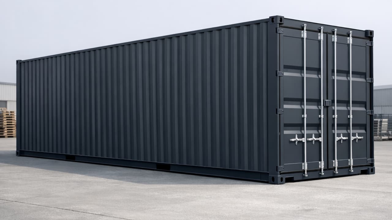 Grey RAL 7016 anthracite high cube with modern architectural design