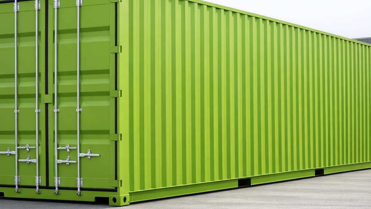 Green RAL 6018 high cube container for high military reserve