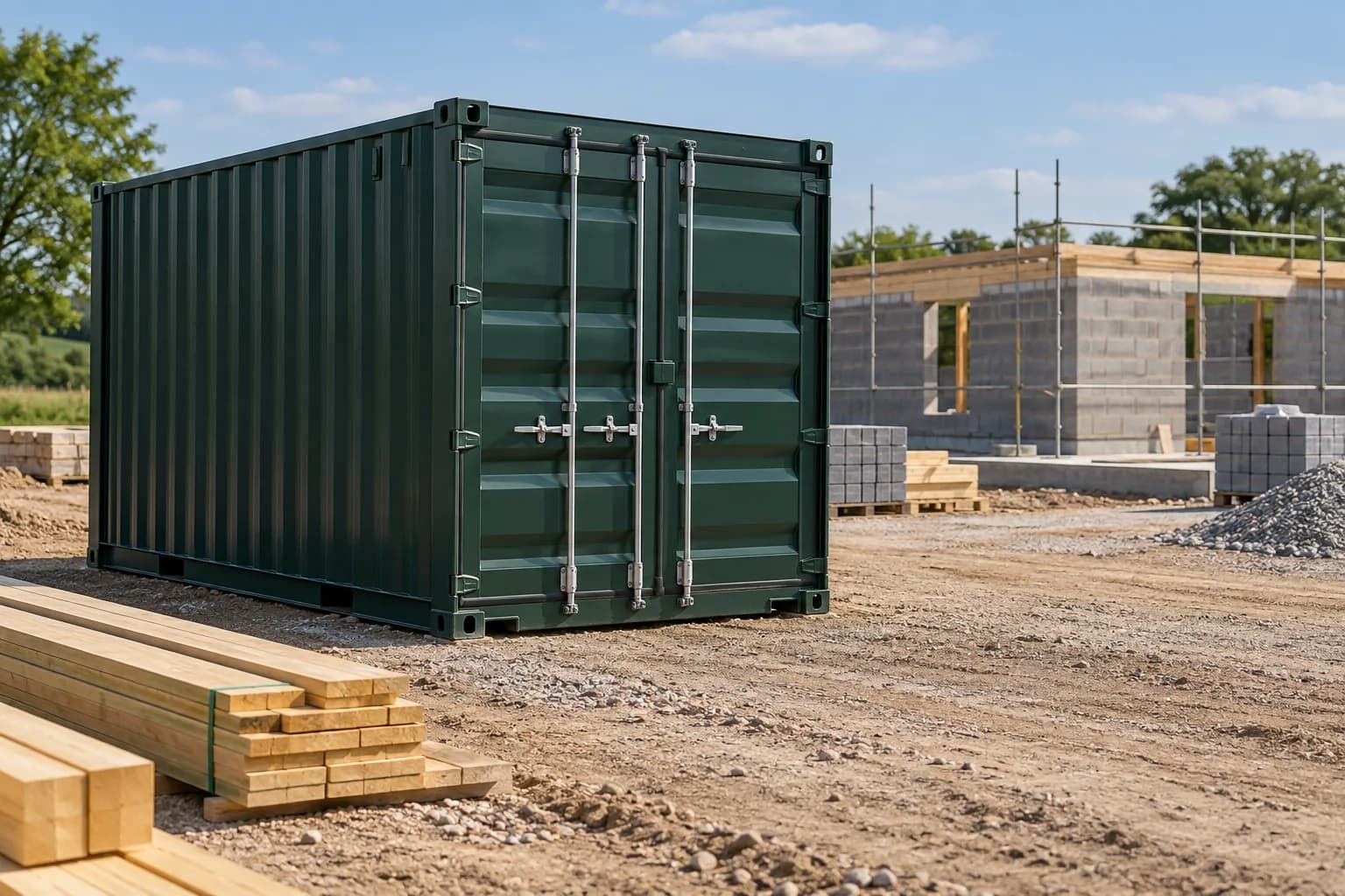 Seecontainer auf einer Baustelle
