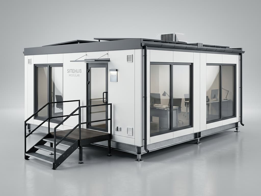 White portable cabin for construction sites
