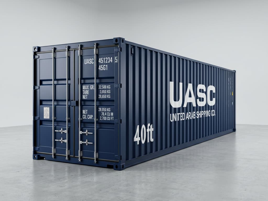 Brand new 40-foot shipping container on neutral base
