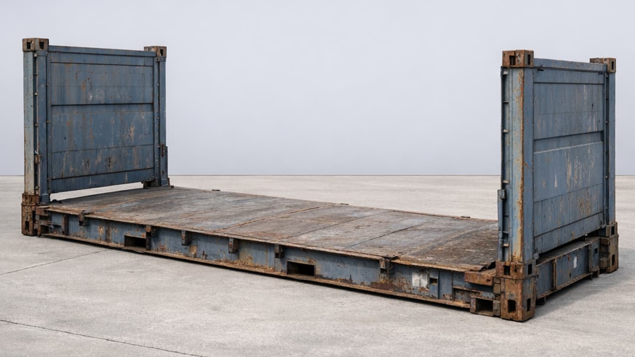Used 40-foot flat rack container with collapsible walls