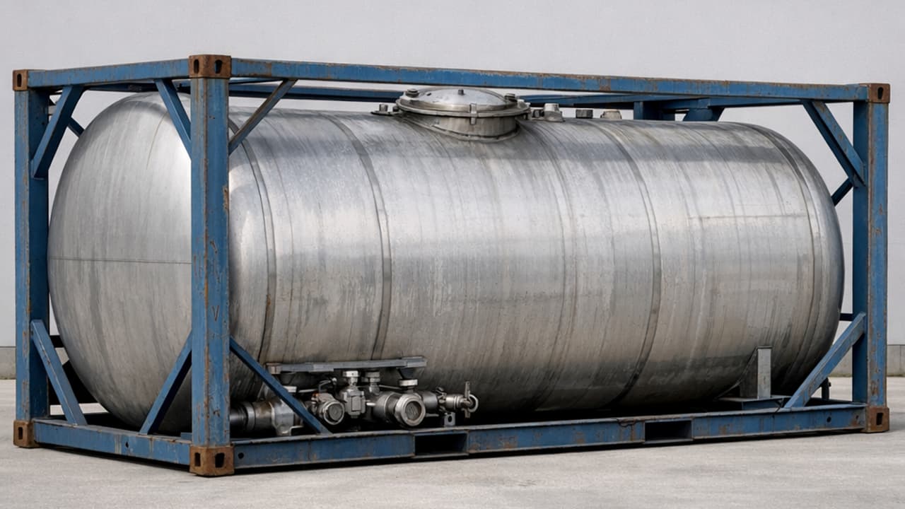 Used 20-foot ISO tank container with stainless steel tank